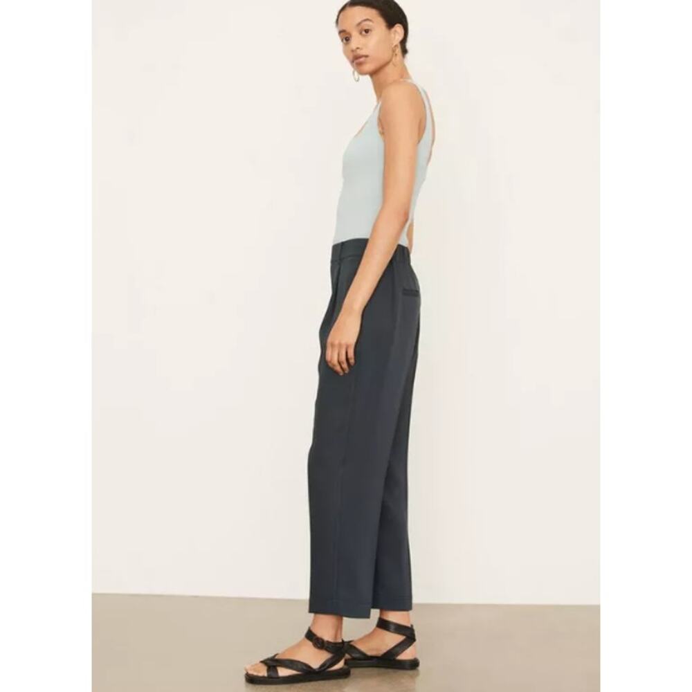 VINCE Mid-Rise Tapered Pull-On Pants Ankle Straight Wide Leg Trouser, Black - Picture 12 of 15